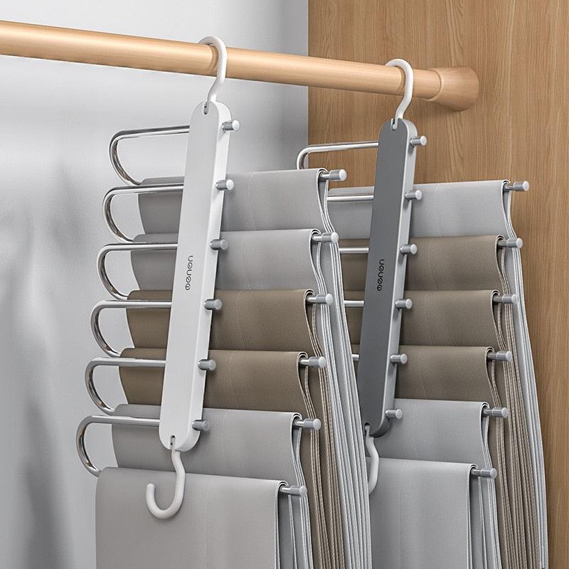 Multi-functional 6 in 1 Pants Hanger For Clothes Rack Adjustable Closet Organizer Trouser Storage Rack Pants Tie Storage Shelf - Homsdream