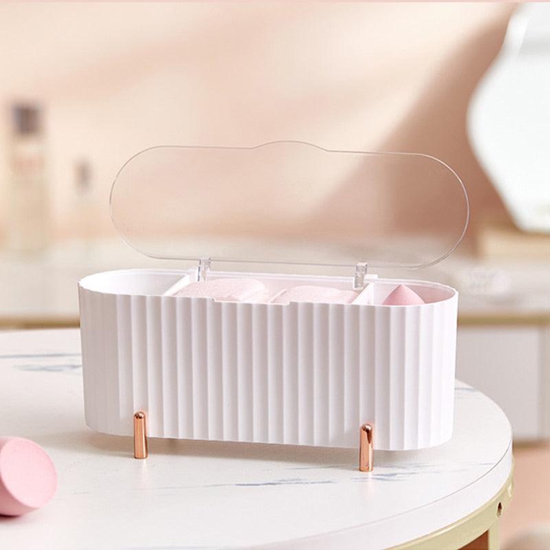 Homsdream™   Desktop Cosmetics Storage Box  Dust-proof Makeup Organizer For Cotton Pads Swabs Beauty Egg Holder Bathroom Jewelry Organizer - Homsdream
