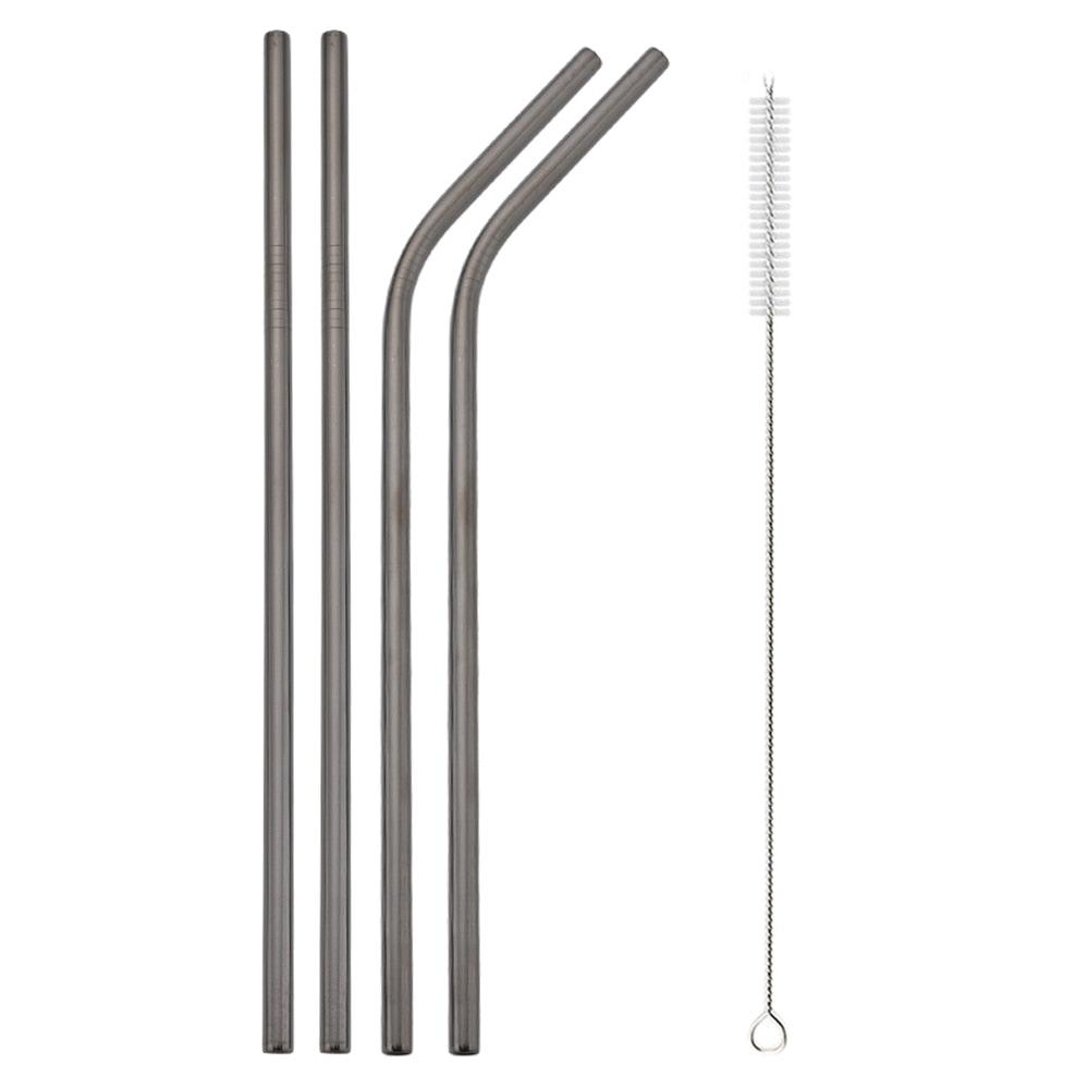 Reusable Drinking Straw 18/10 Stainless Steel Straw Set High Quality Metal Colorful Straw With Cleaner Brush Bar Party Accessory - Homsdream