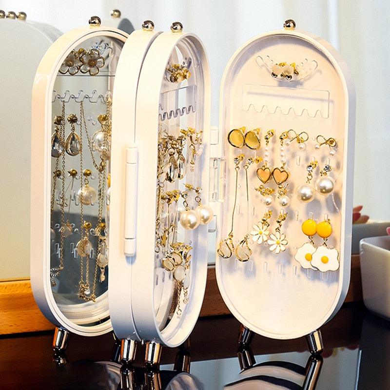 Homsdream™ Desktop Jewelry Storage Box Multilayer Dustproof Earrings Rings Necklaces Display Holder Case for Women Jewelry Organizer Box - Homsdream
