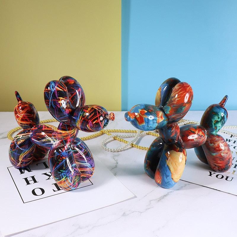 Nordic Modern Art Resin Graffiti Sculpture Balloon Dog Statue Creative Colored Craft Figurine Gift Home Office Desktop Decor - Homsdream