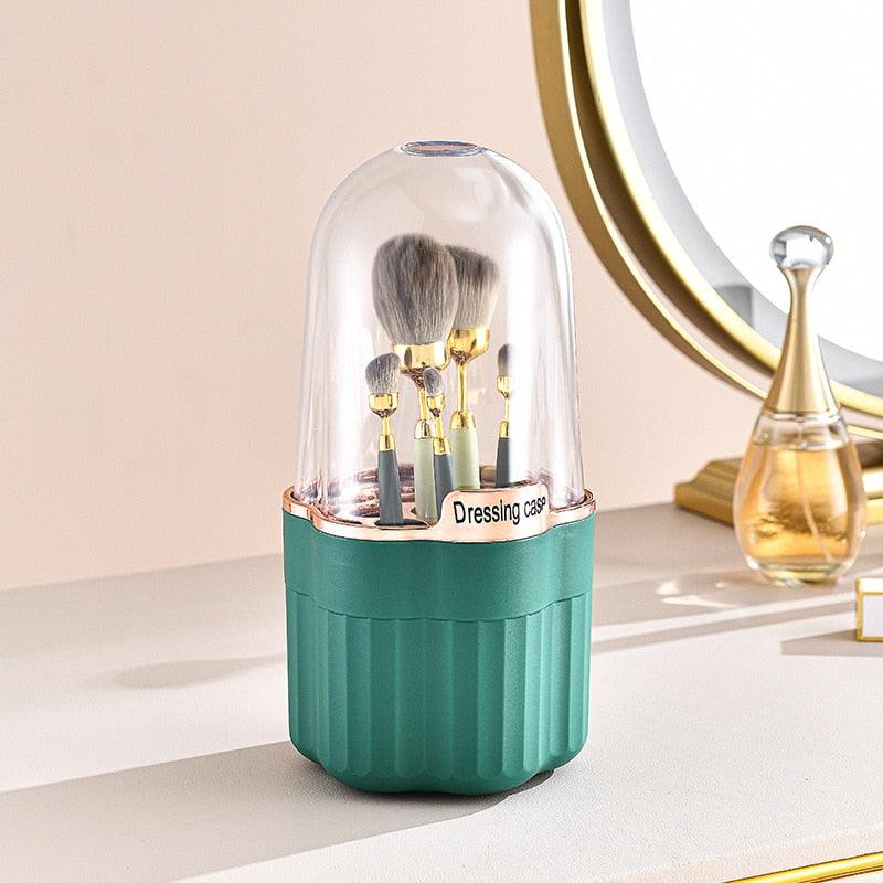 360° Rotating Makeup Brushes Holder Portable Desktop Makeup Organizer Cosmetic Storage Box Make Up Tools Jewelry Container - Homsdream