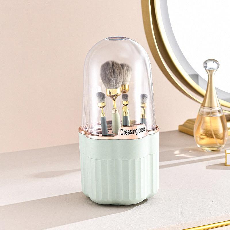 360° Rotating Makeup Brushes Holder Portable Desktop Makeup Organizer Cosmetic Storage Box Make Up Tools Jewelry Container - Homsdream