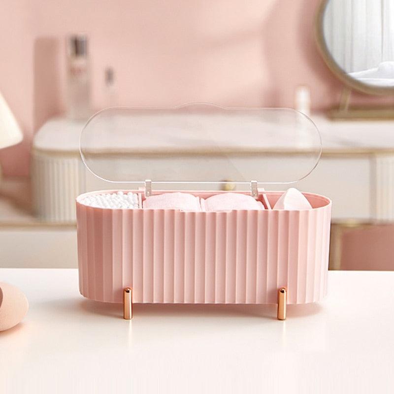 Homsdream™   Desktop Cosmetics Storage Box  Dust-proof Makeup Organizer For Cotton Pads Swabs Beauty Egg Holder Bathroom Jewelry Organizer - Homsdream