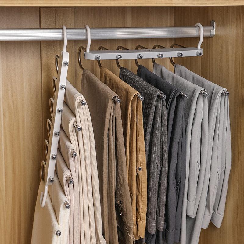 Multi-functional 6 in 1 Pants Hanger For Clothes Rack Adjustable Closet Organizer Trouser Storage Rack Pants Tie Storage Shelf - Homsdream