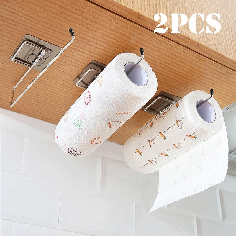 1/2pcs Hanging Toilet Paper Holder Roll Paper Holder Bathroom Towel Rack Stand Kitchen Stand Paper Rack Home Storage Racks - Homsdream