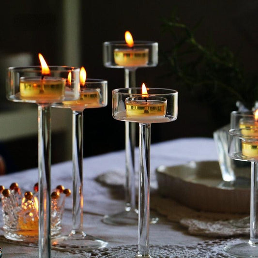 Glass Candle Holders Set Tealight Candle Holder Home Decor Wedding Table Centerpieces Crystal Holder Dinner table setting - Homsdream